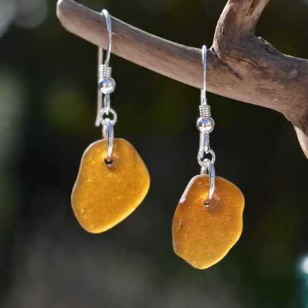 Brown Sea Glass Earrings
