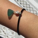 Leather & Seaglass Charm Bracelet