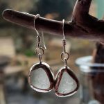 Seafoam Seaglass Bezel Set Earrings (hallmarked)