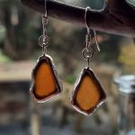 Brown Bezel Set Earrings (hallmarked)