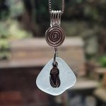Seafoam Seaglass Pendant with Flip Flop Charm