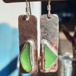 "On The Beach" Earrings, Green Seaglass