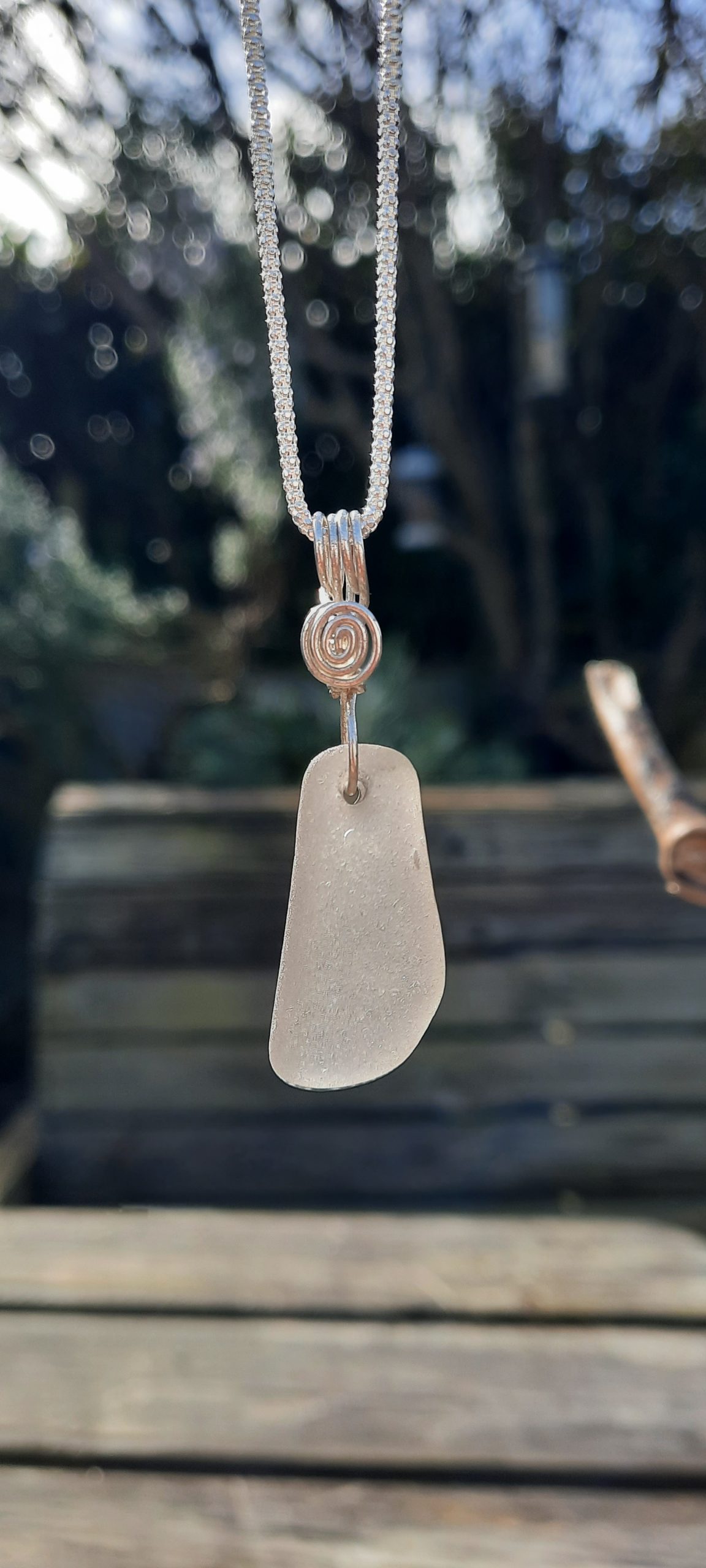 White Seaglass Pendant