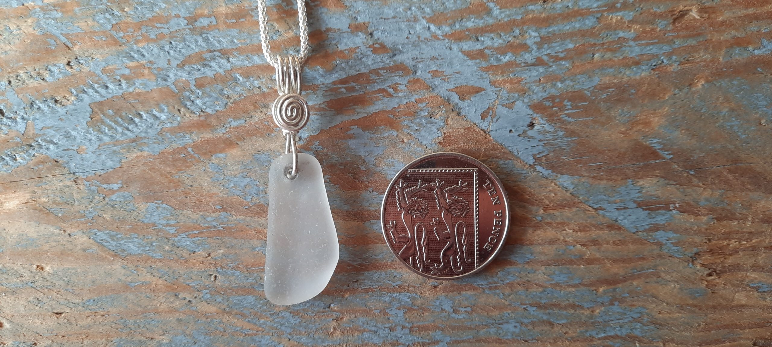 White Seaglass Pendant - Image 2