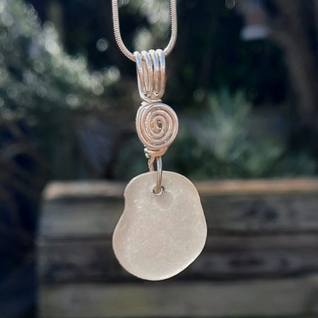 White Seaglass Pendant