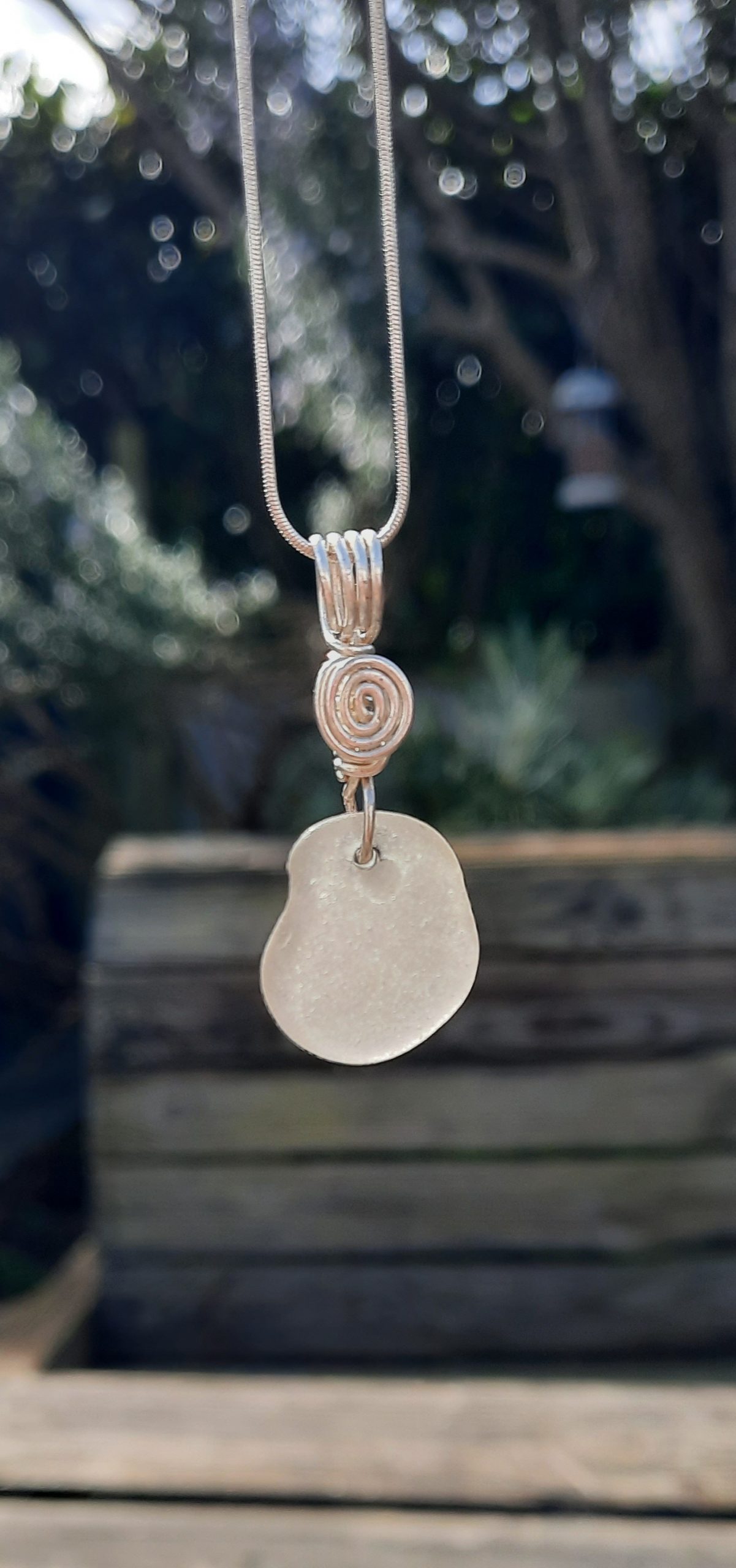 White Seaglass Pendant