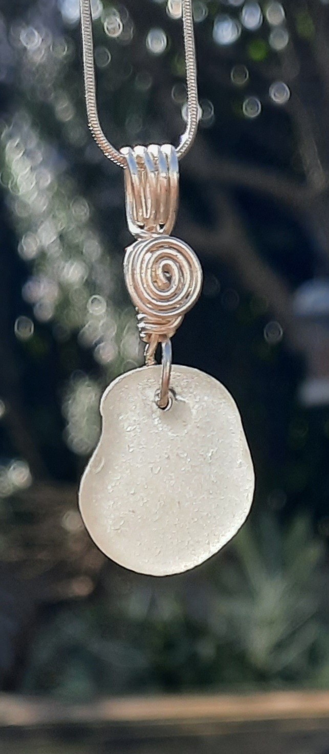 White Seaglass Pendant - Image 3