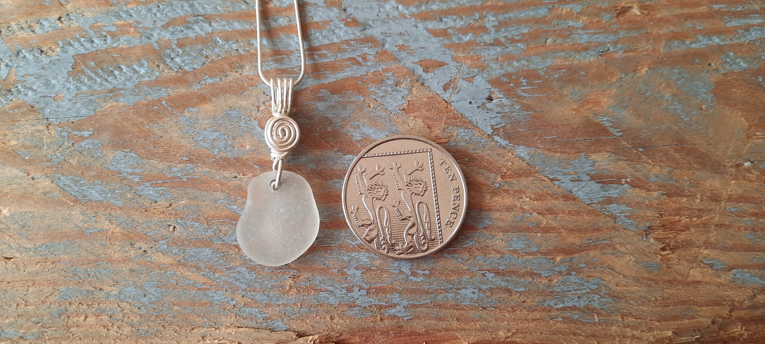 White Seaglass Pendant - Image 2