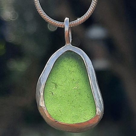 Green Seaglass Bezel Set Pendant