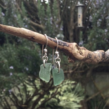 Teal Seaglass Earrings
