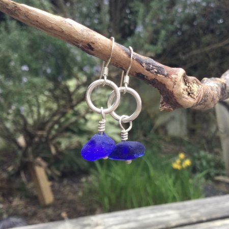 Blue Seaglass Earrings (Rare)