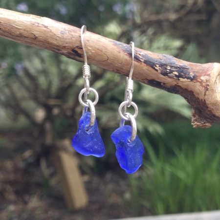 Blue Seaglass Earrings (Rare)