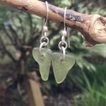 Olive Green Seaglass Earrings