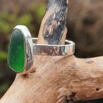 Green Seaglass Ring - Size "L"