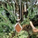 Brown Seaglass Bezel Set Pendant