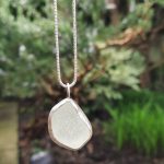 White Seaglass Bezel Set Pendant