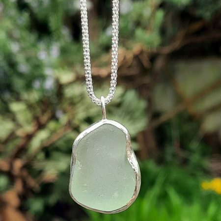 Seafoam Seaglass Bezel Set Pendant