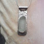 White Seaglass "On The Beach" Pendant (narrow)