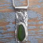 Green Seaglass "On The Beach" Pendant (narrow)
